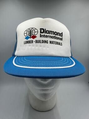 Diamond International Lumber Trucker Hat Blue White Mesh Snapback